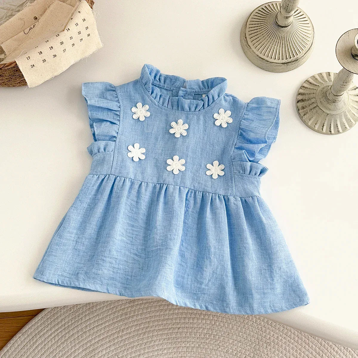 Breathable Baby Girls Floral Princess Knee Length Dress - ToylandEU