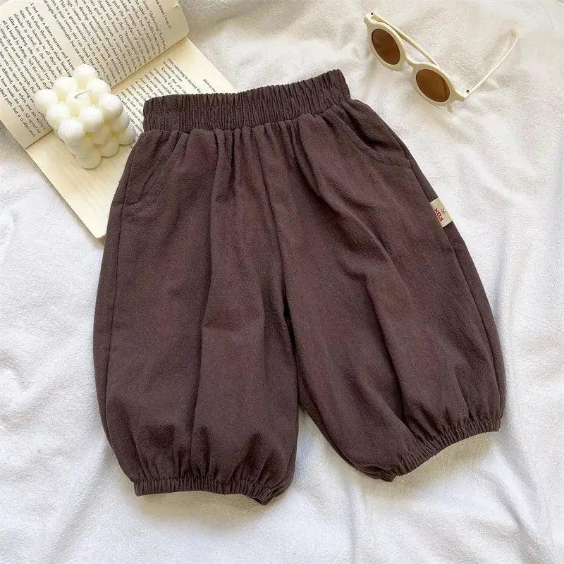  Breathable Cotton Linen Kids Cropped Pants Loose Fit -  ToylandEU™