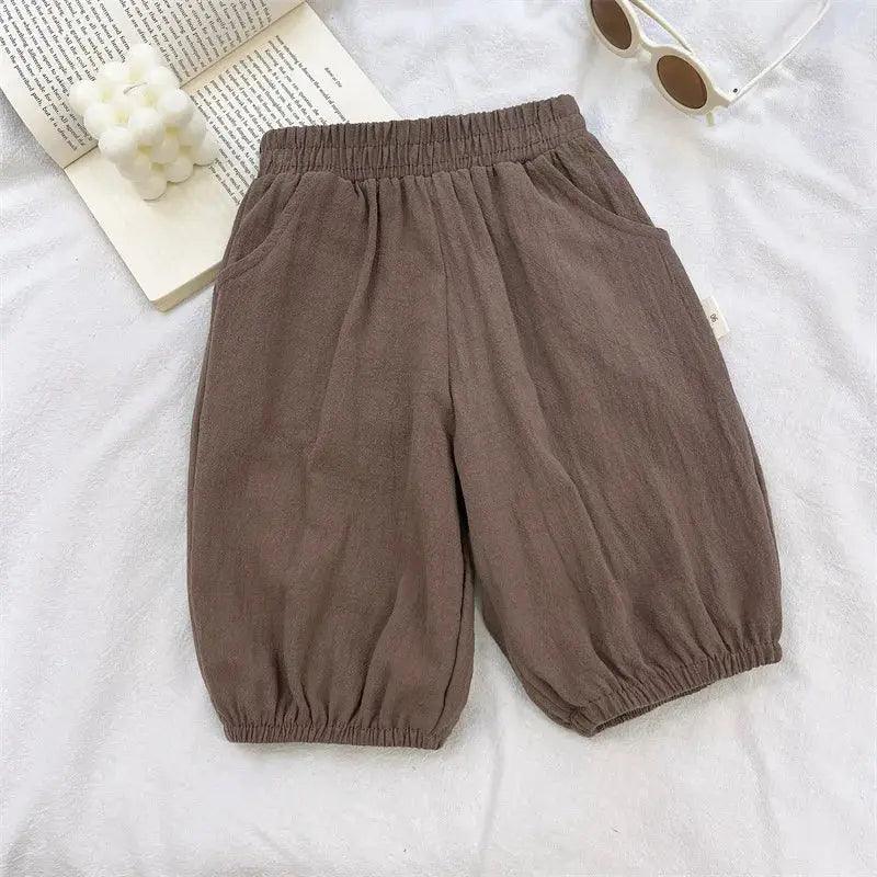  Breathable Cotton Linen Kids Cropped Pants Loose Fit -  ToylandEU™