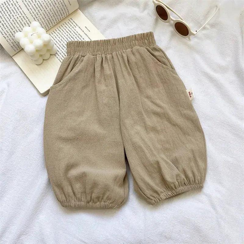  Breathable Cotton Linen Kids Cropped Pants Loose Fit -  ToylandEU™