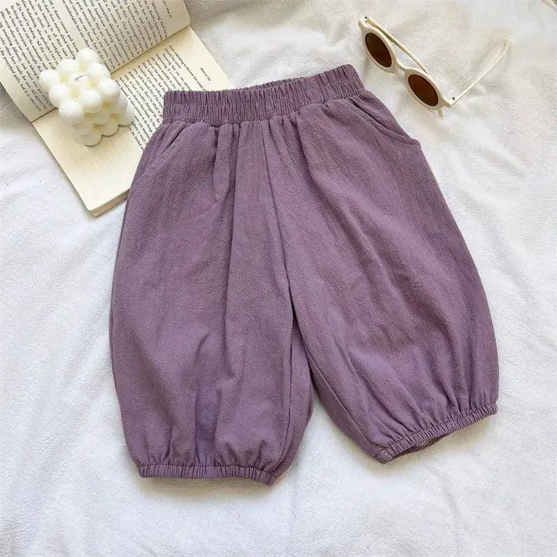  Breathable Cotton Linen Kids Cropped Pants Loose Fit -  ToylandEU™