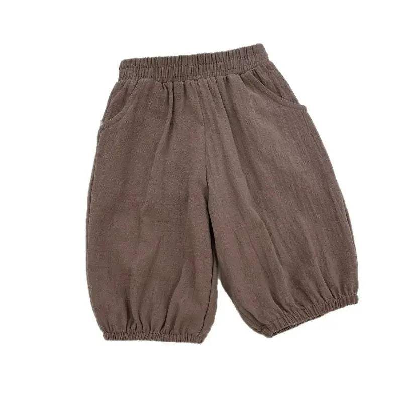  Breathable Cotton Linen Kids Cropped Pants Loose Fit -  ToylandEU™