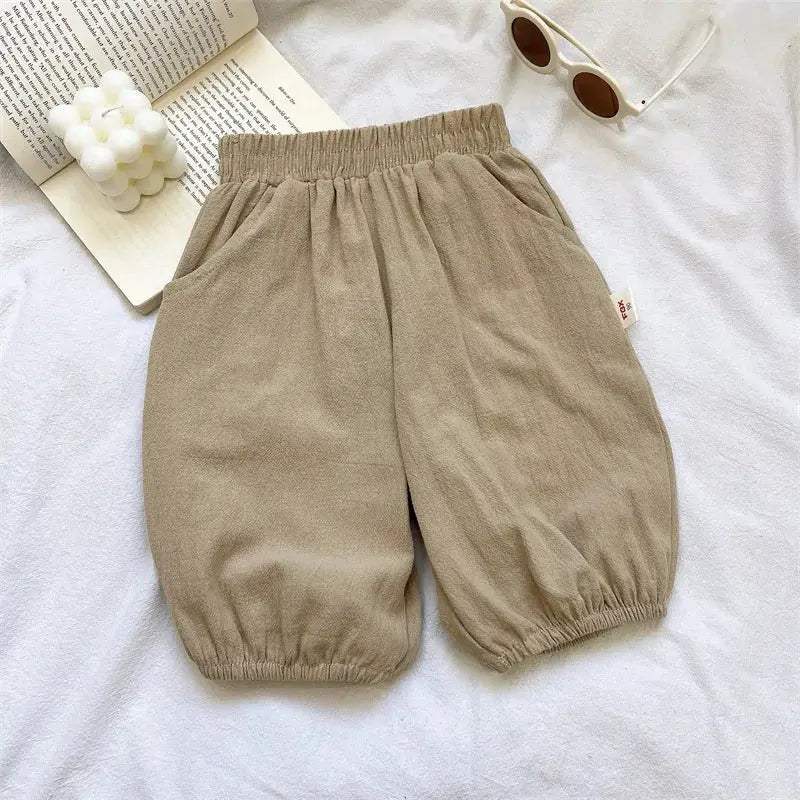 Breathable Cotton Linen Kids Cropped Pants Loose Fit -  ToylandEU™
