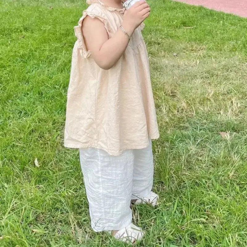  Breathable Cotton Linen Kids Pants Unisex Elastic Waist -  ToylandEU™
