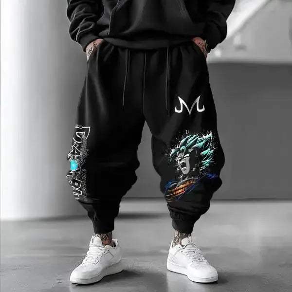 Breathable Cotton Wide Leg Trousers With Goku Print - ToylandEU