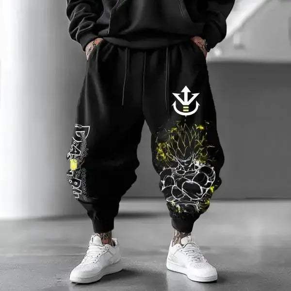 Breathable Cotton Wide Leg Trousers With Goku Print - ToylandEU