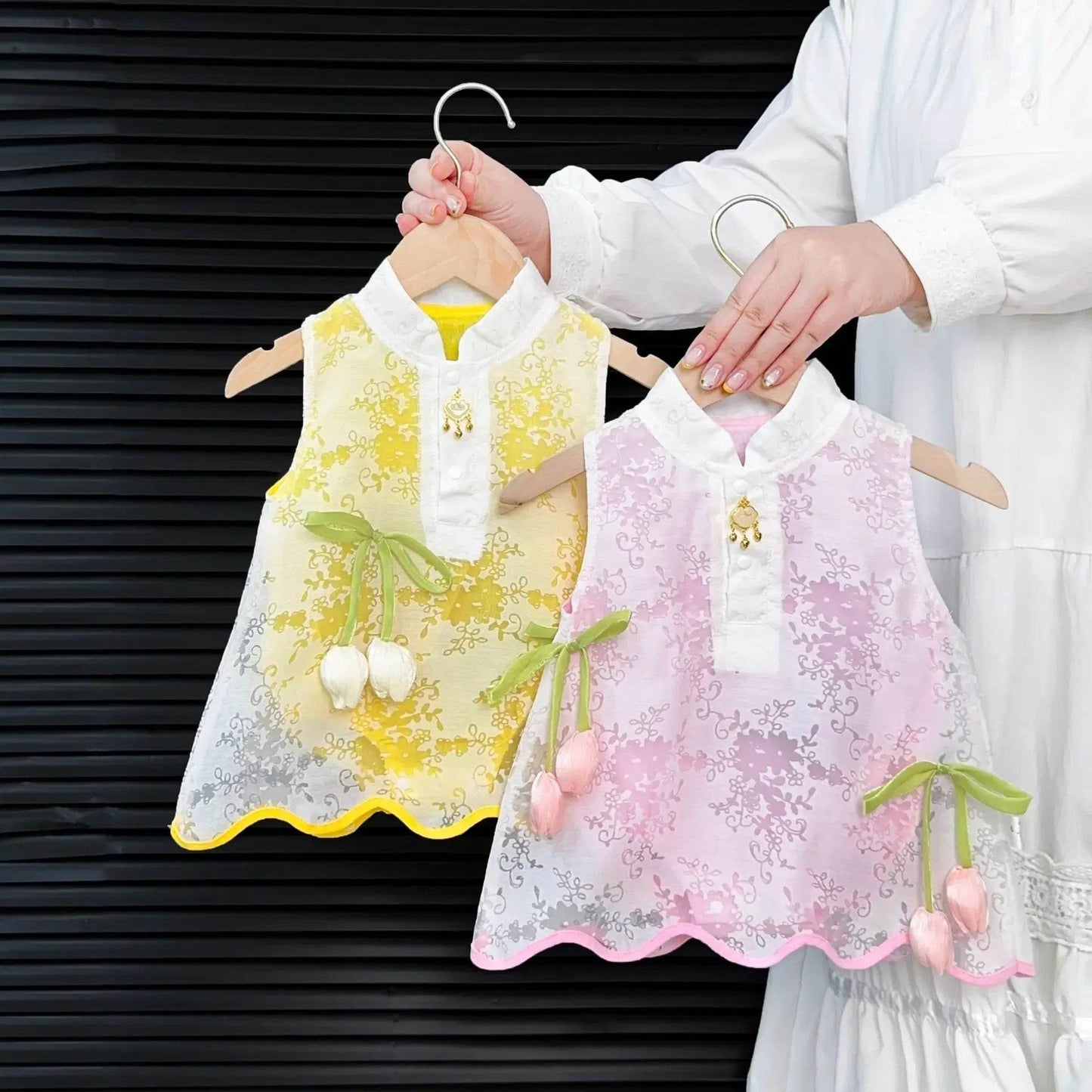 Breathable Girls Sleeveless Vest Romper With Floral Print And 3D Flower Bow For Summer Play - ToylandEU