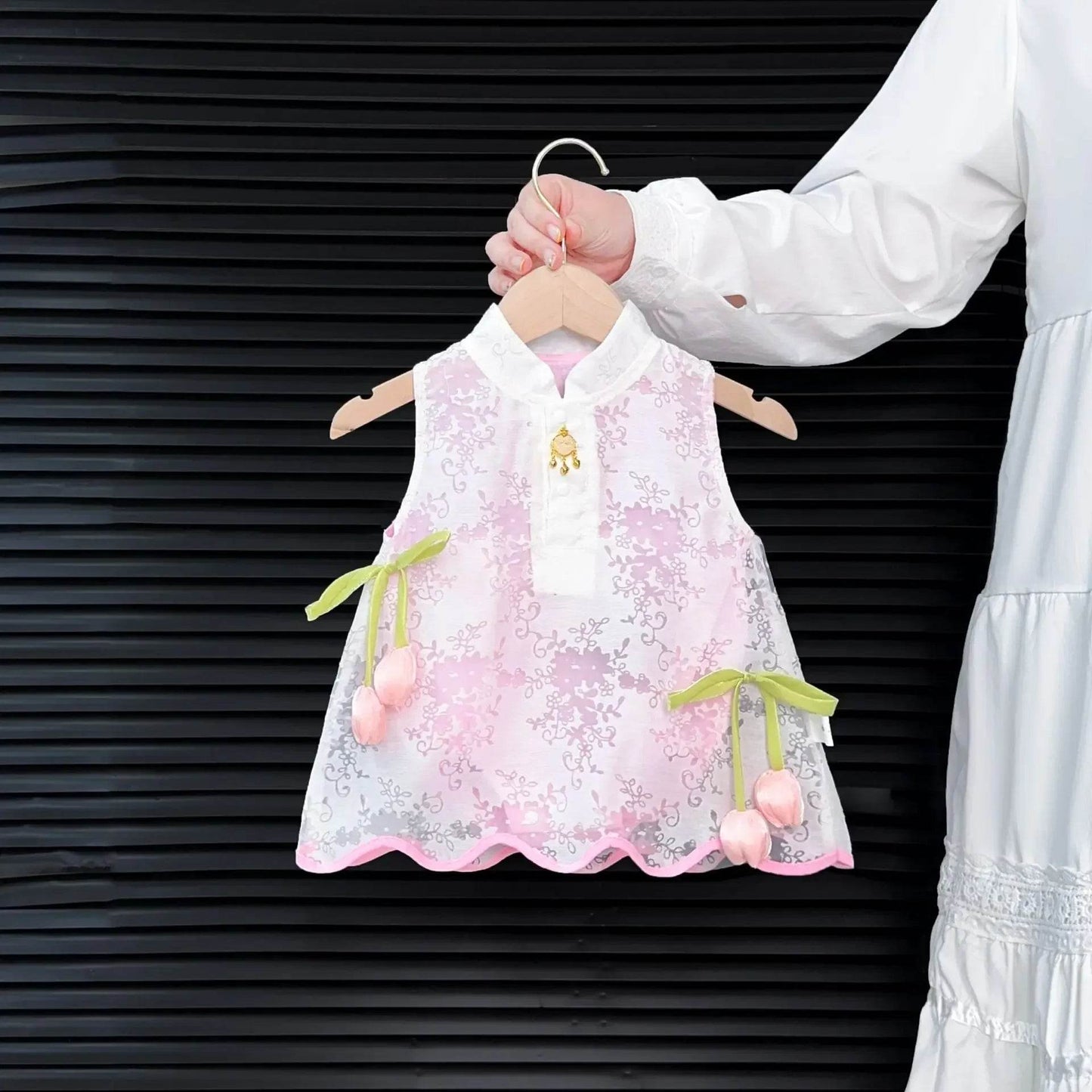 Breathable Girls Sleeveless Vest Romper With Floral Print And 3D Flower Bow For Summer Play - ToylandEU