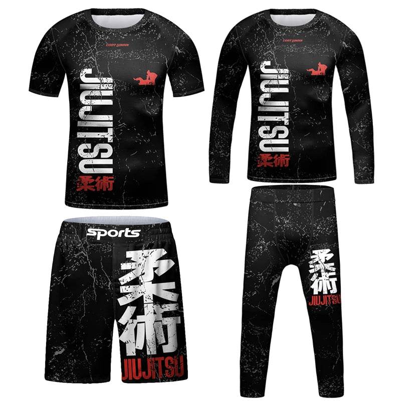 Breathable Kids Jiu Jitsu Muay Thai Rashguard Set 3D Print Boys - ToylandEU