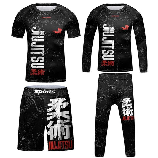 Breathable Kids Jiu Jitsu Muay Thai Rashguard Set 3D Print Boys - ToylandEU