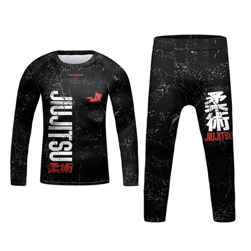 Breathable Kids Jiu Jitsu Muay Thai Rashguard Set 3D Print Boys - ToylandEU