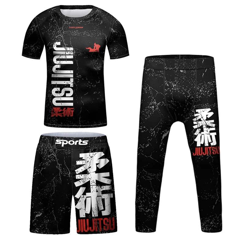Breathable Kids Jiu Jitsu Muay Thai Rashguard Set 3D Print Boys - ToylandEU