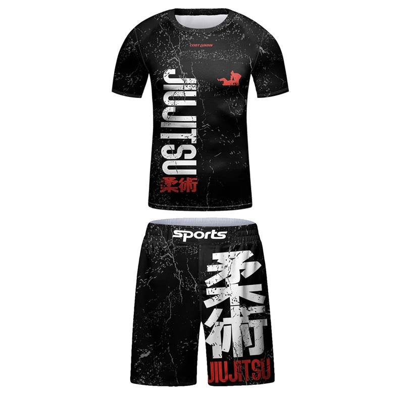 Breathable Kids Jiu Jitsu Muay Thai Rashguard Set 3D Print Boys - ToylandEU