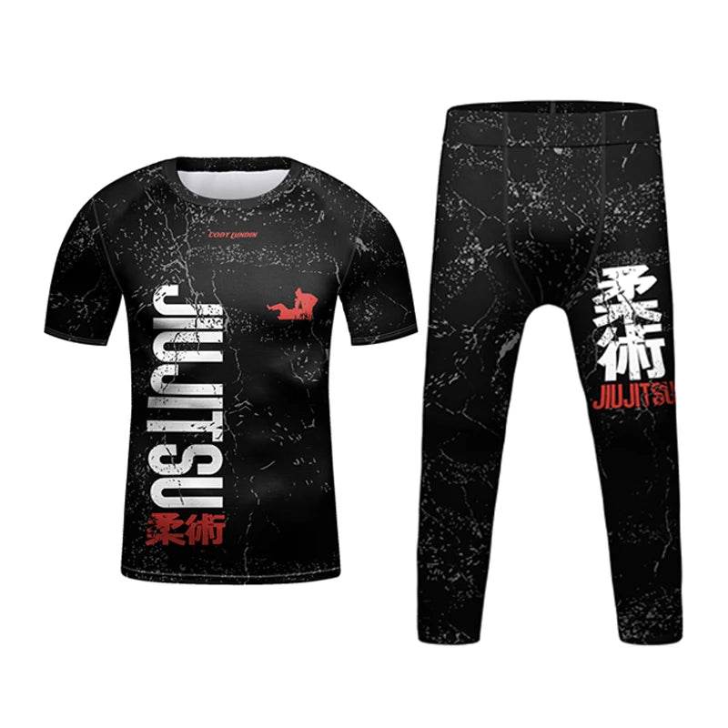 Breathable Kids Jiu Jitsu Muay Thai Rashguard Set 3D Print Boys - ToylandEU