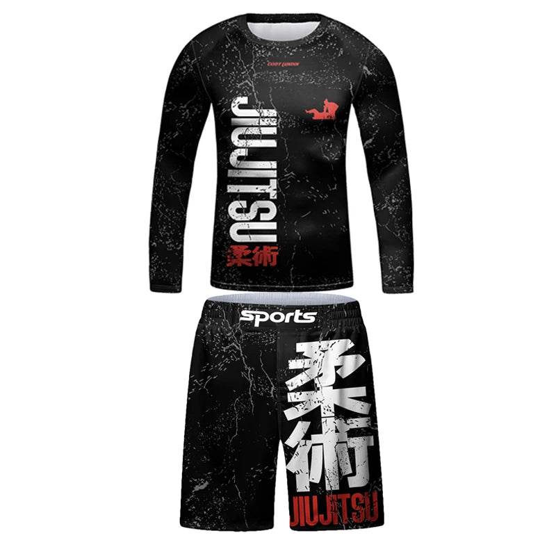 Breathable Kids Jiu Jitsu Muay Thai Rashguard Set 3D Print Boys - ToylandEU