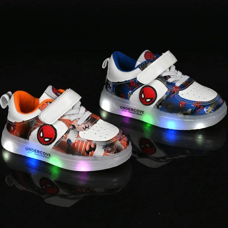 Breathable Kids LED Light Shoes Featuring Cartoon Spiderman Design for Unisex Casual Sports Wear - ToylandEU