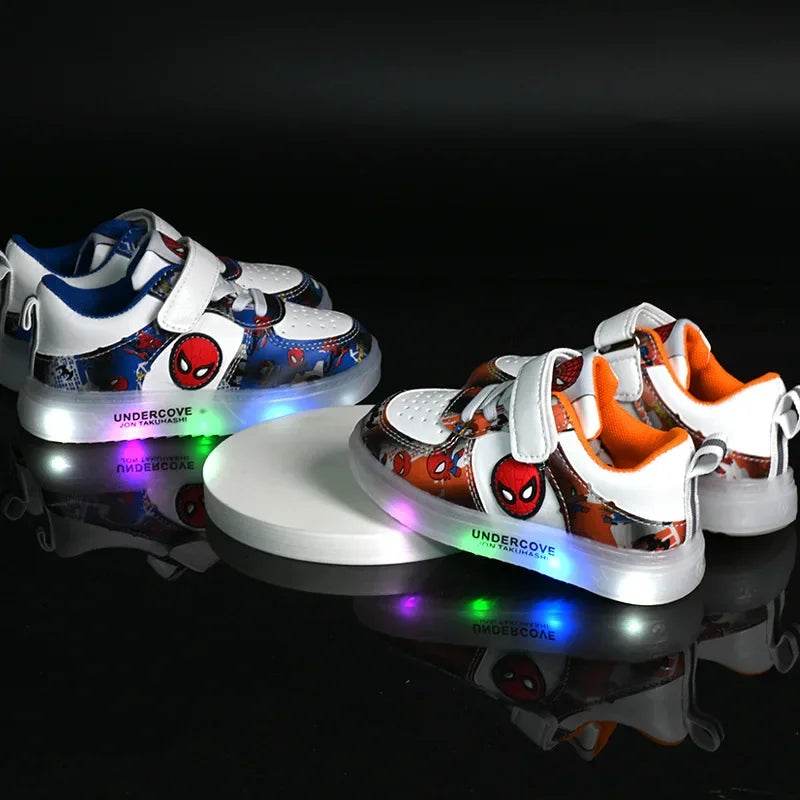 Breathable Kids LED Light Shoes Featuring Cartoon Spiderman Design for Unisex Casual Sports Wear - ToylandEU