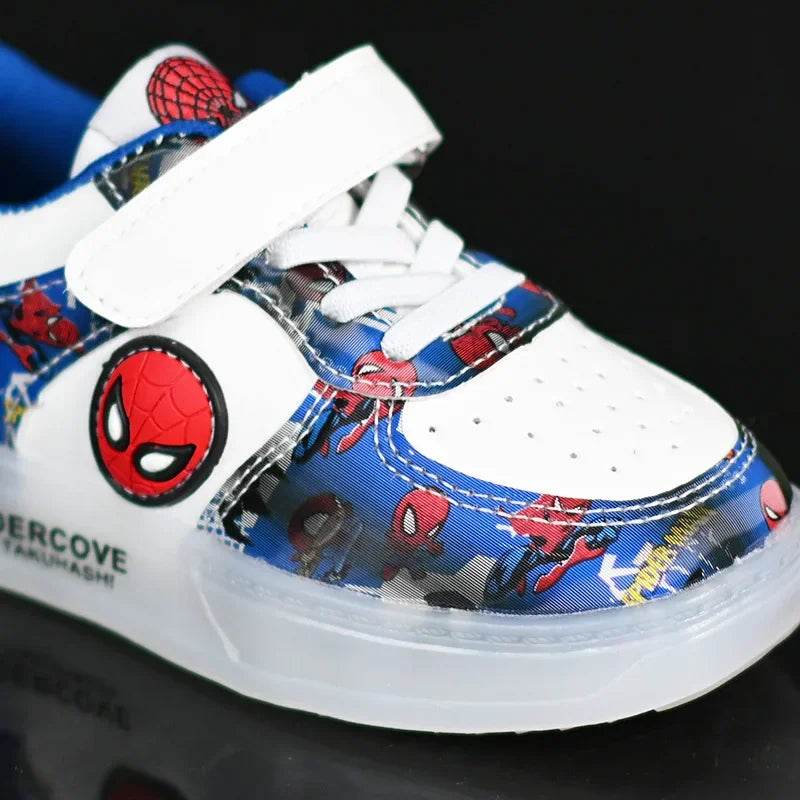 Breathable Kids LED Light Shoes Featuring Cartoon Spiderman Design for Unisex Casual Sports Wear - ToylandEU