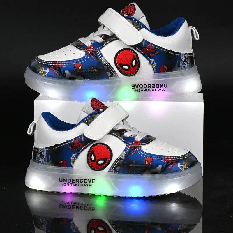 Breathable Kids LED Light Shoes Featuring Cartoon Spiderman Design for Unisex Casual Sports Wear - ToylandEU