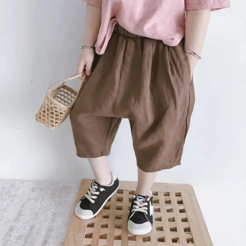  Breathable Kids Linen Harem Pants Elastic Waist Summer -  ToylandEU™