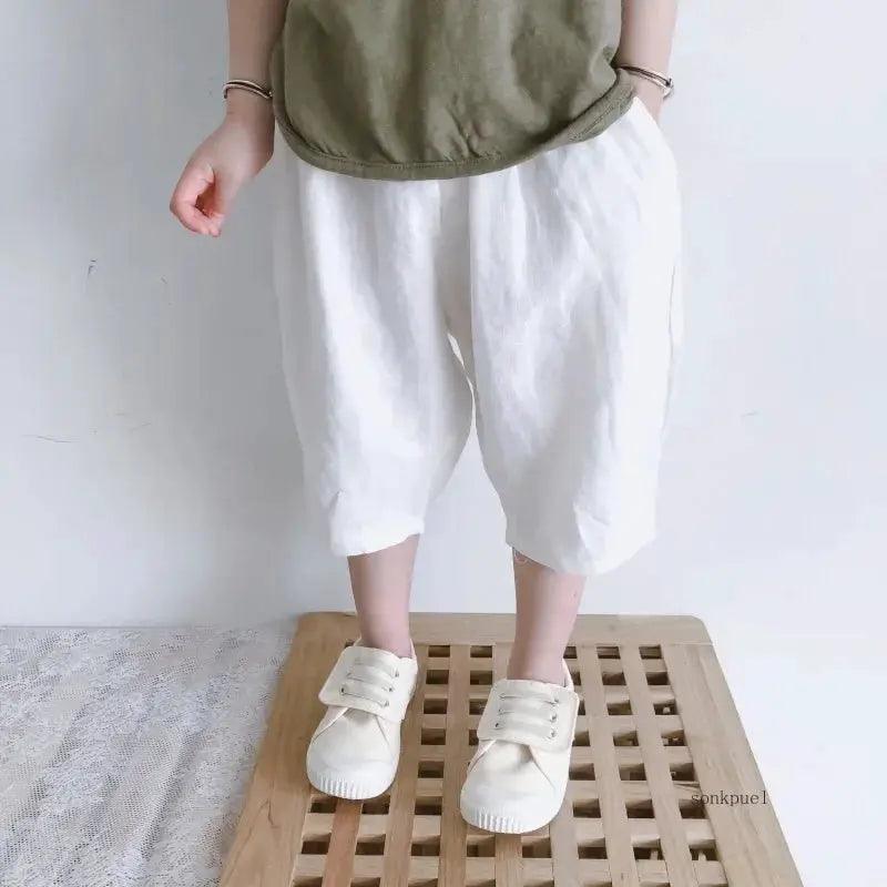  Breathable Kids Linen Harem Pants Elastic Waist Summer -  ToylandEU™
