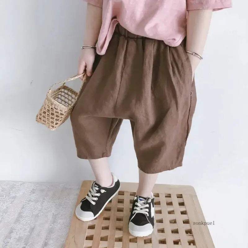  Breathable Kids Linen Harem Pants Elastic Waist Summer -  ToylandEU™