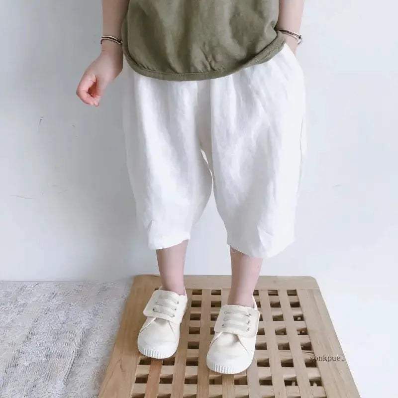  Breathable Kids Linen Harem Pants Elastic Waist Summer -  ToylandEU™