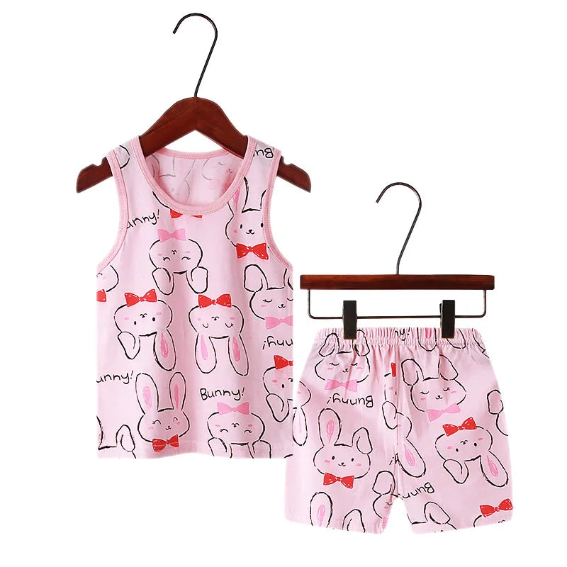 Breathable Kids Sleepwear Dinosaur Car Print Sleeveless Ages 1 To 9 Years Summer - ToylandEU