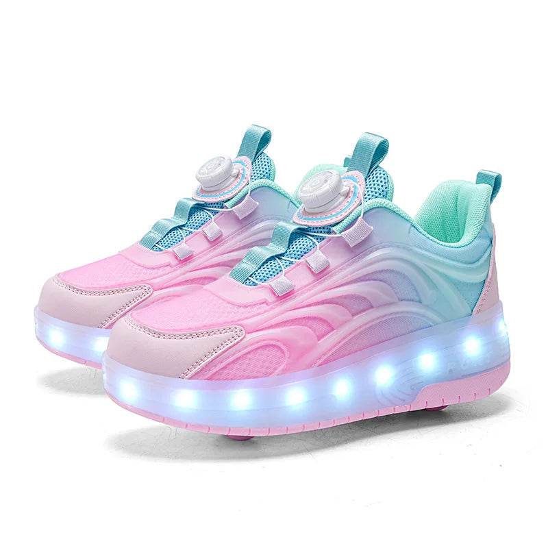 Breathable LED Roller Skate Shoes for Kids with USB Charging and Glowing Features - ToylandEU