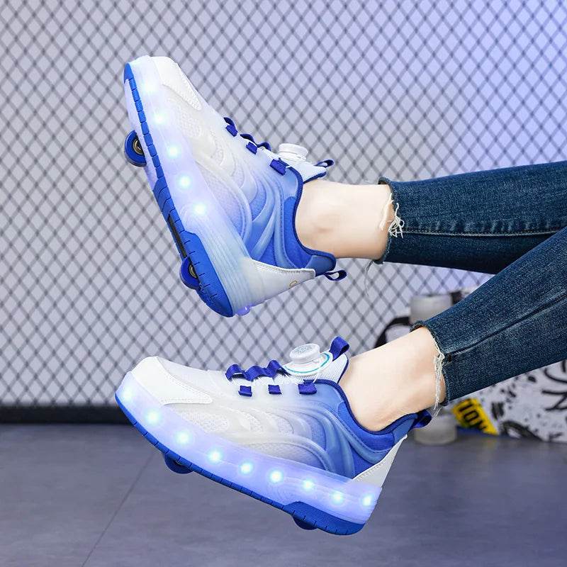 Breathable LED Roller Skate Shoes for Kids with USB Charging and Glowing Features - ToylandEU