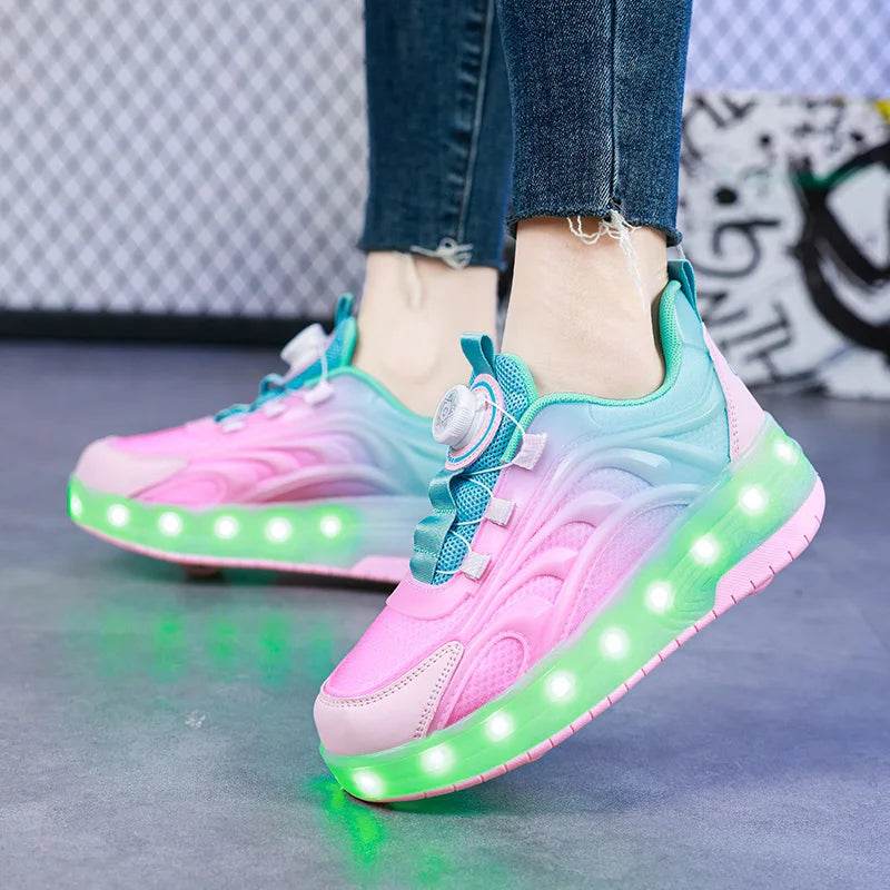 Breathable LED Roller Skate Shoes for Kids with USB Charging and Glowing Features - ToylandEU