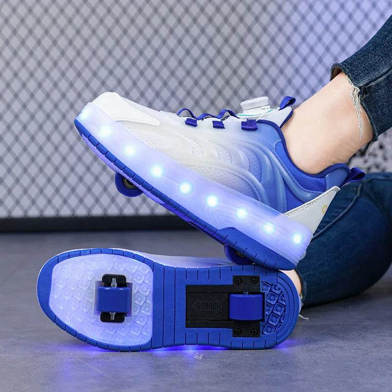 Breathable LED Roller Skate Shoes for Kids with USB Charging and Glowing Features - ToylandEU
