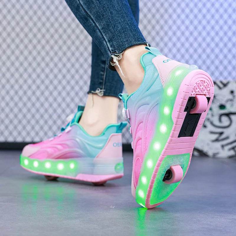 Breathable LED Roller Skate Shoes for Kids with USB Charging and Glowing Features - ToylandEU