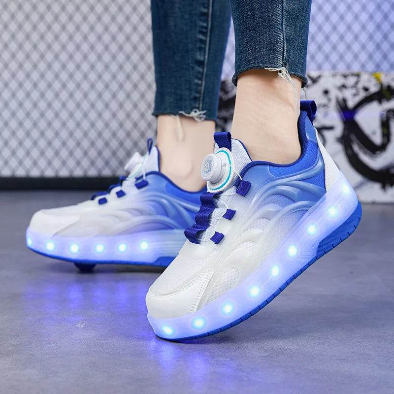 Breathable LED Roller Skate Shoes for Kids with USB Charging and Glowing Features - ToylandEU