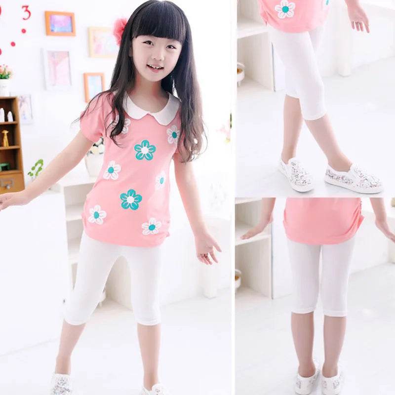 Breathable Leggings Candy Color Calf Length Slim Fit Knitted For Girls 2 To 12 Years - ToylandEU