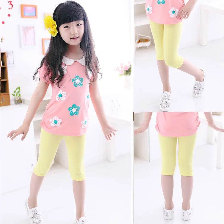 Breathable Leggings Candy Color Calf Length Slim Fit Knitted For Girls 2 To 12 Years - ToylandEU