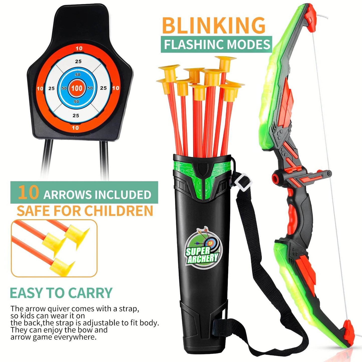 Bright Archery Toy Set Glow In The Dark Outdoor Adventure - ToylandEU