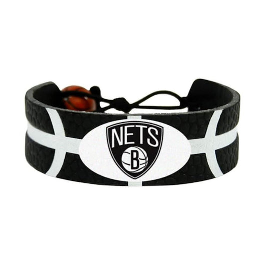 Brooklyn Nets Leather Bracelet Team Color Ceramic Bead - ToylandEU