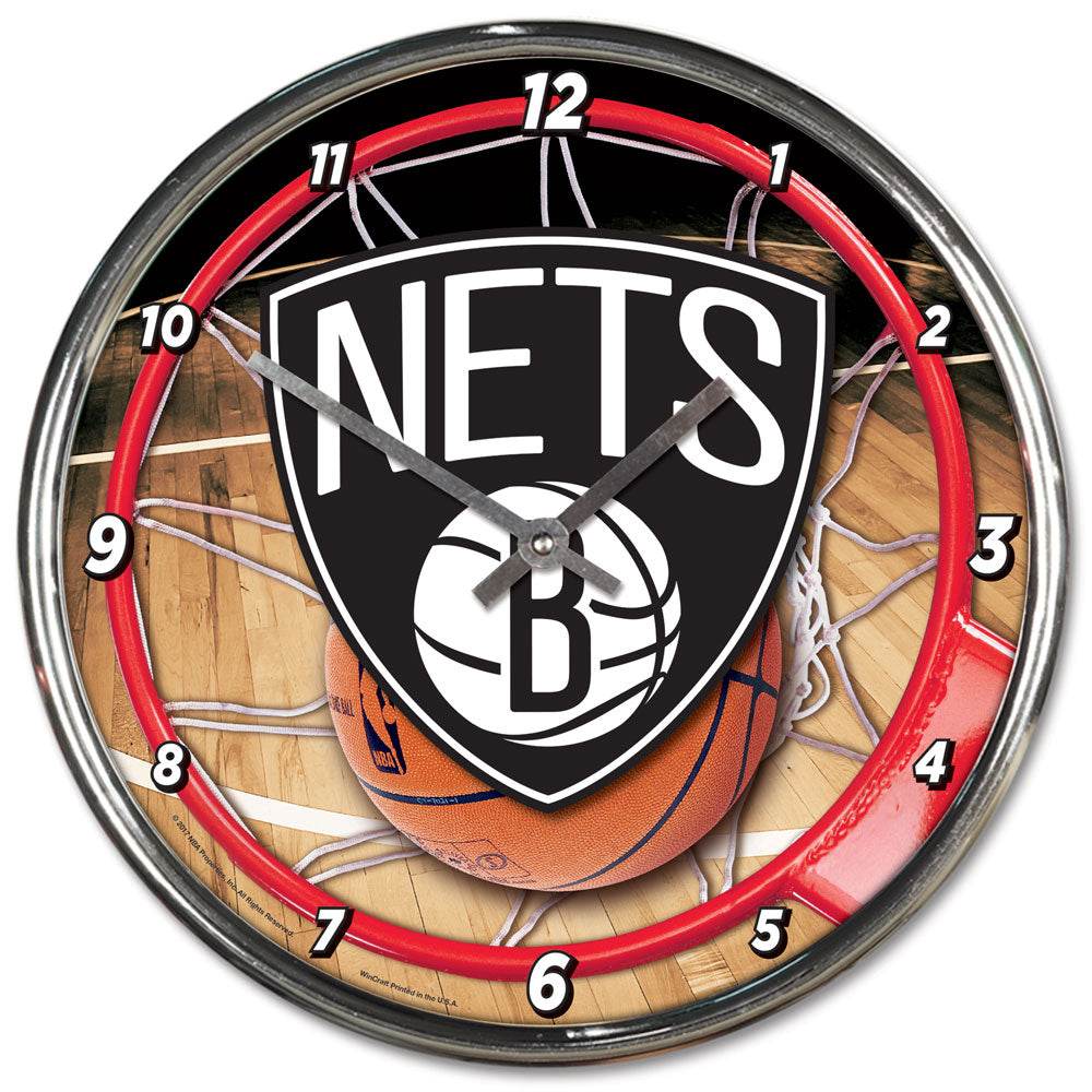 Brooklyn Nets Round Chrome Wall Clock for Fans and Decor - ToylandEU