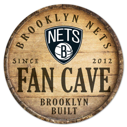 Brooklyn Nets Wood Sign 14 Inch Round Barrel Top Design - ToylandEU