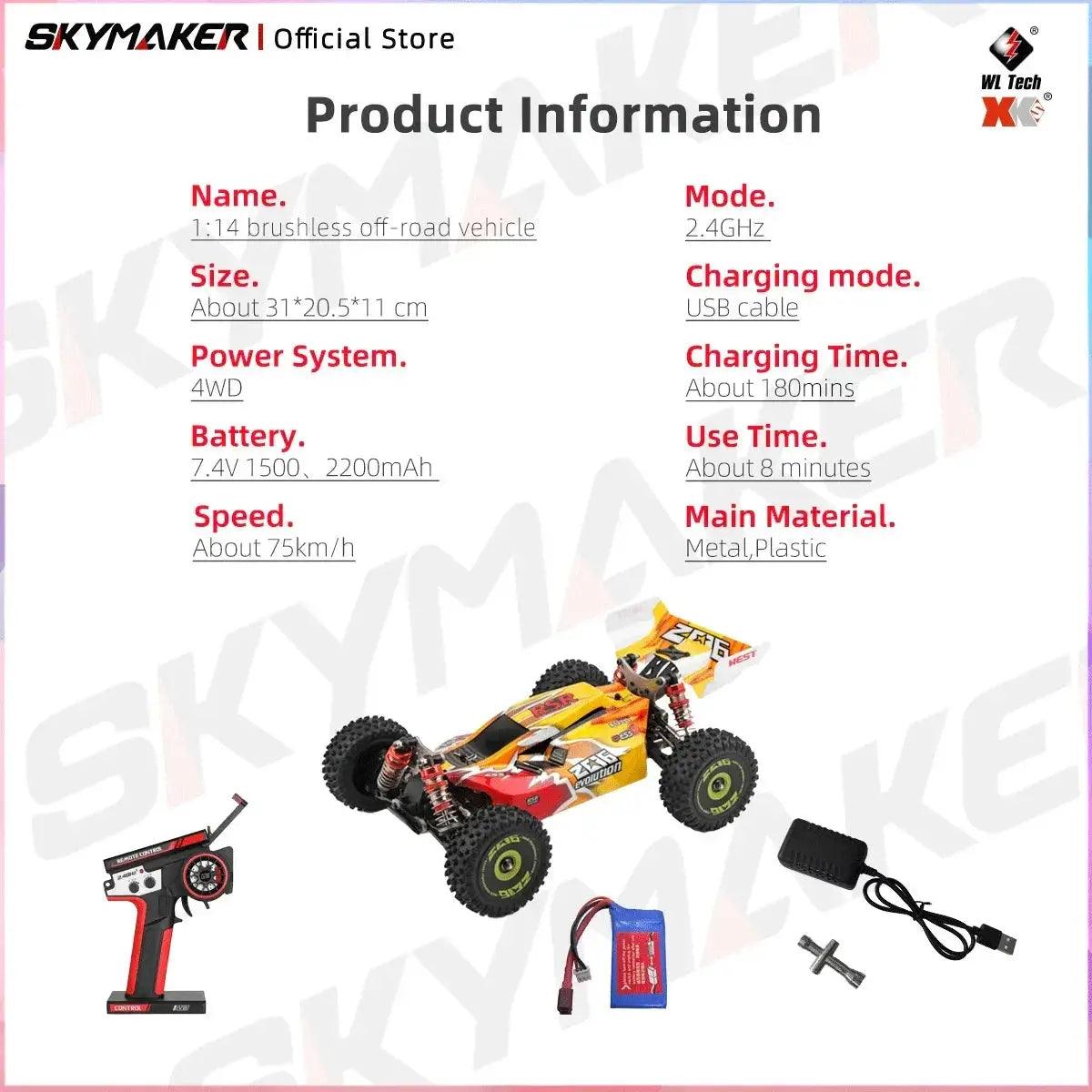  Brushless Off-Road RC Car 1 14 Scale High Speed Racing -  ToylandEU™