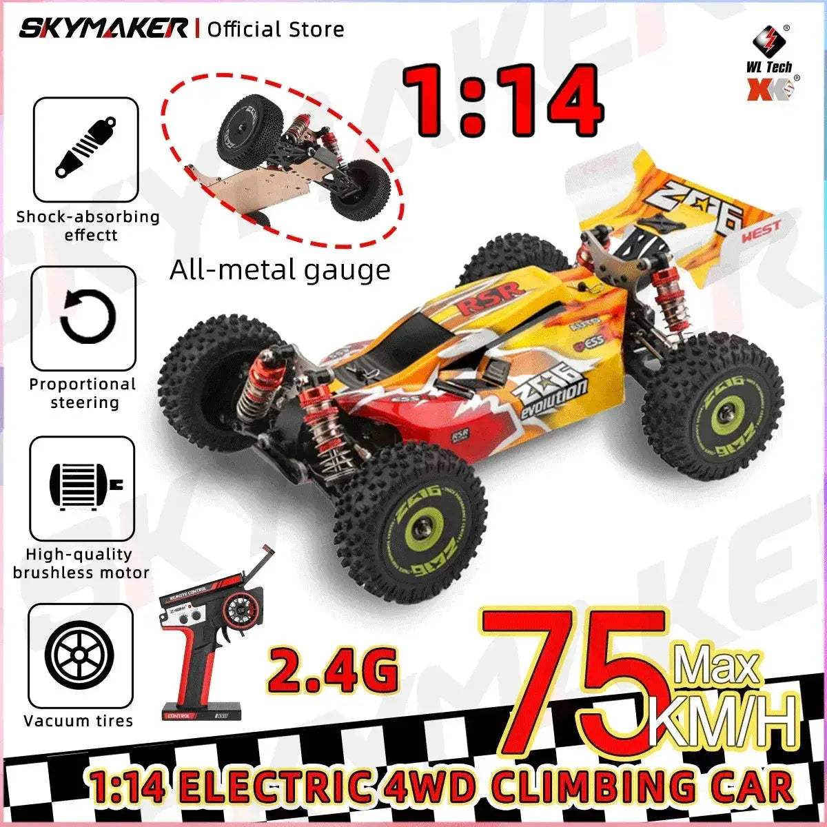 Brushless Off-Road RC Car 1 to 14 Scale High Speed - ToylandEU