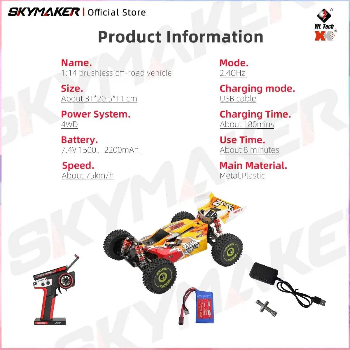 Brushless Off-Road RC Car 1 to 14 Scale High Speed - ToylandEU