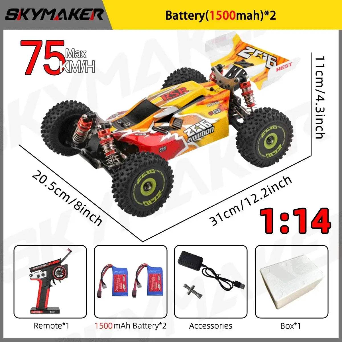 Brushless Off-Road RC Car 1 to 14 Scale High Speed - ToylandEU