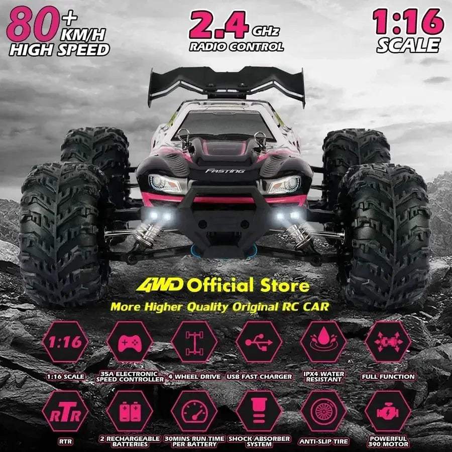 Brushless RC Drift Car 80kmh 4WD With LED Lights Fast - ToylandEU