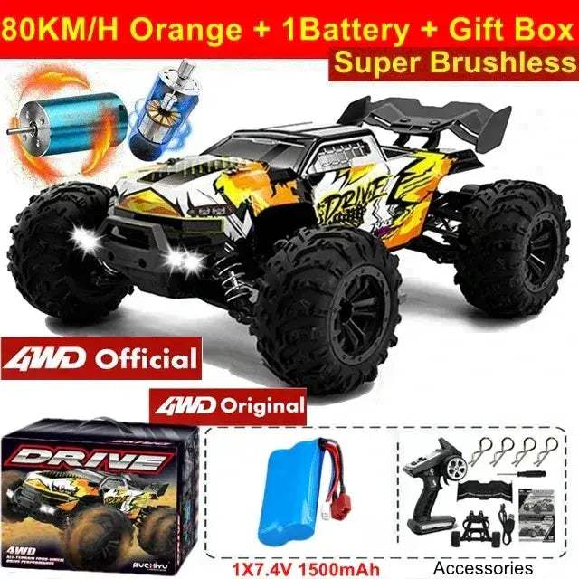 Brushless RC Drift Car 80kmh 4WD With LED Lights Fast - ToylandEU