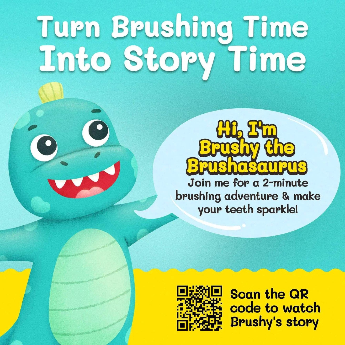 Brushy the Brushasaurus Dinosaur Toothbrush for Kids – Fun Brush Toy - ToylandEU