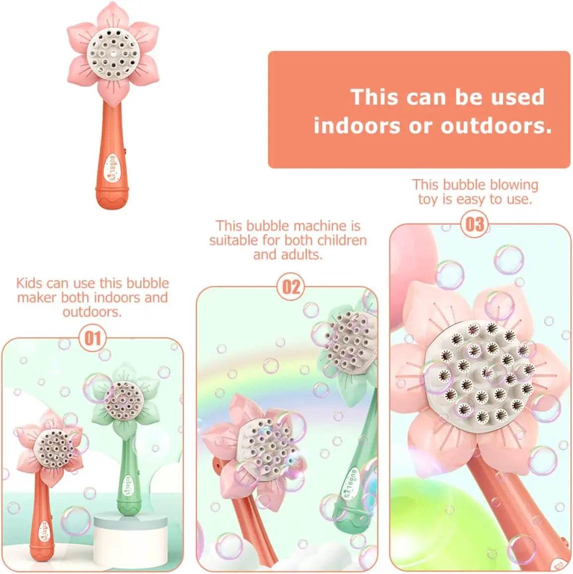 Bubble Machine Sunflower 23 Hole Electric Automatic Bubbles Gun - ToylandEU