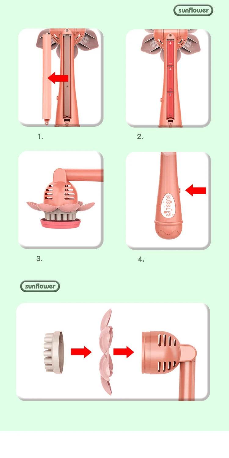 Bubble Machine Sunflower 23 Hole Electric Automatic Bubbles Gun - ToylandEU