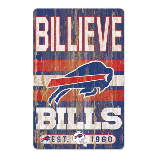 Buffalo Bills 11x17 Wood Sign Slogan Decor Team Colors - ToylandEU